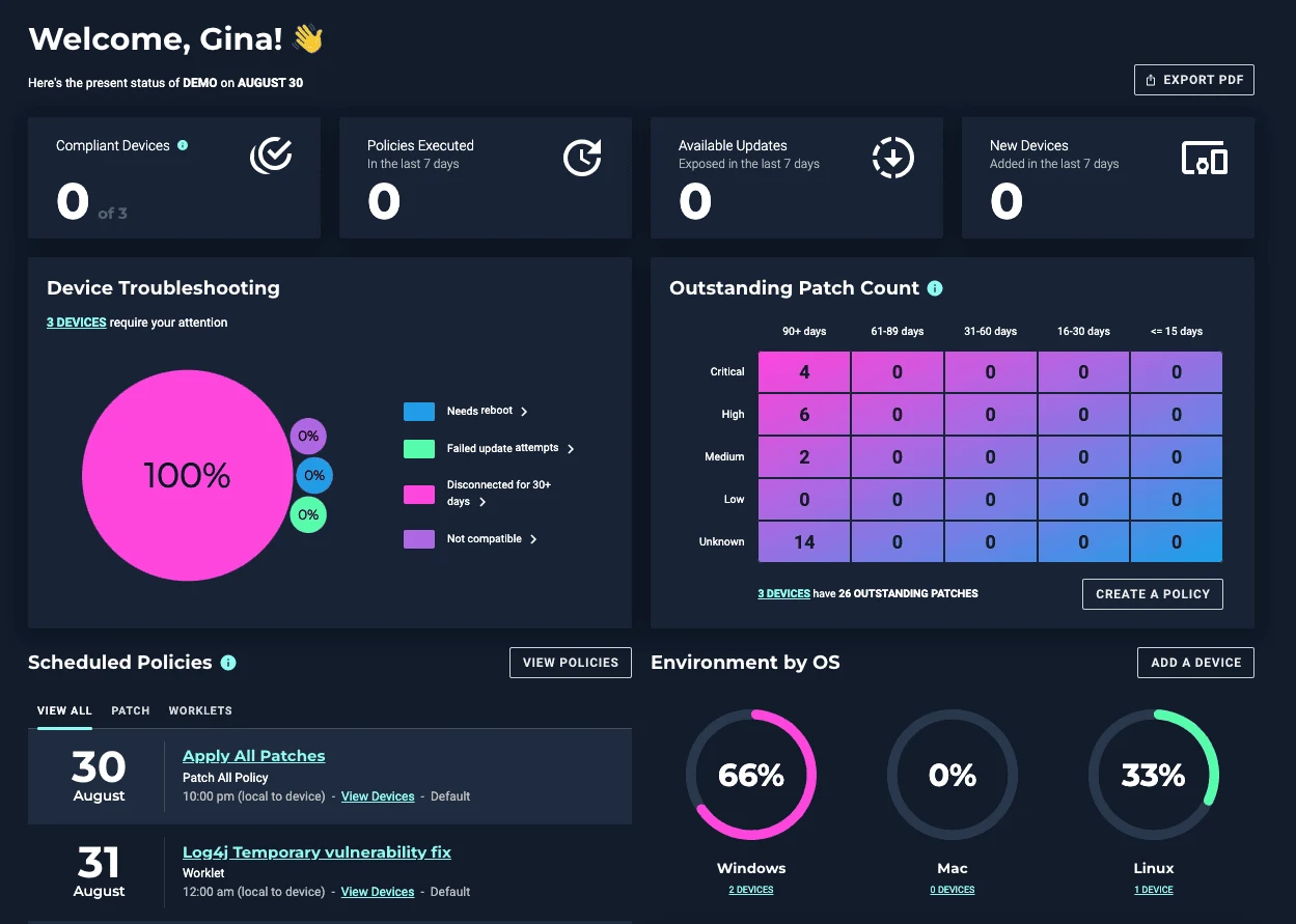 Automox product screenshot