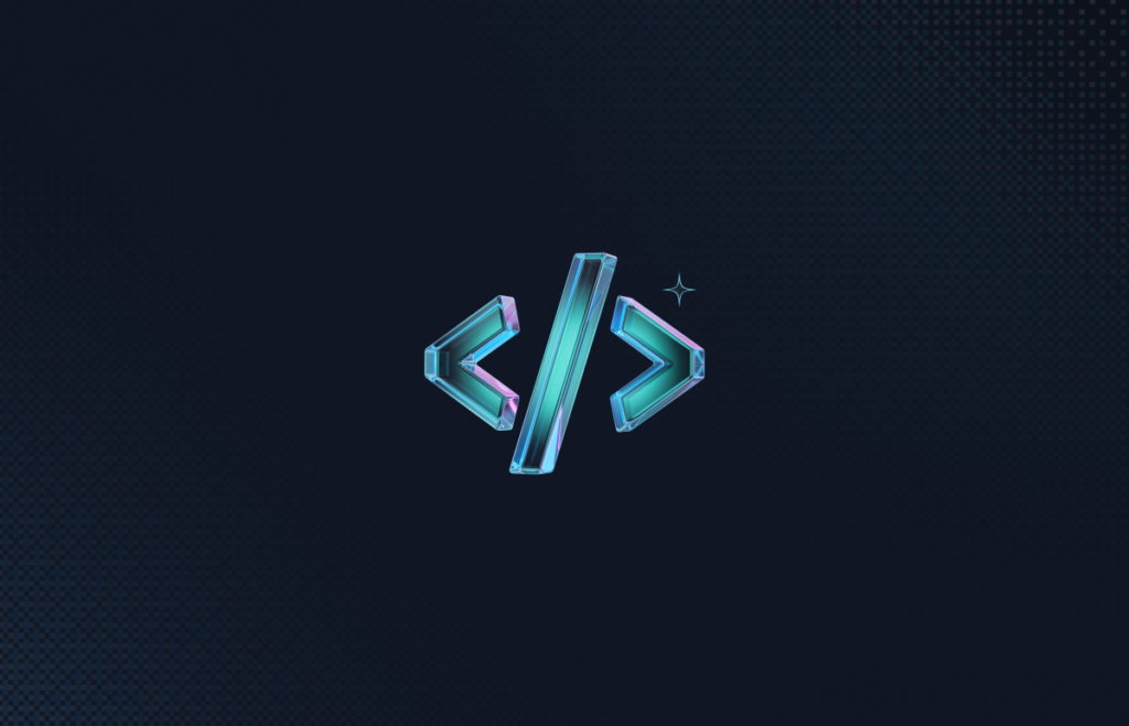Glass code bracket symbol with a small spark