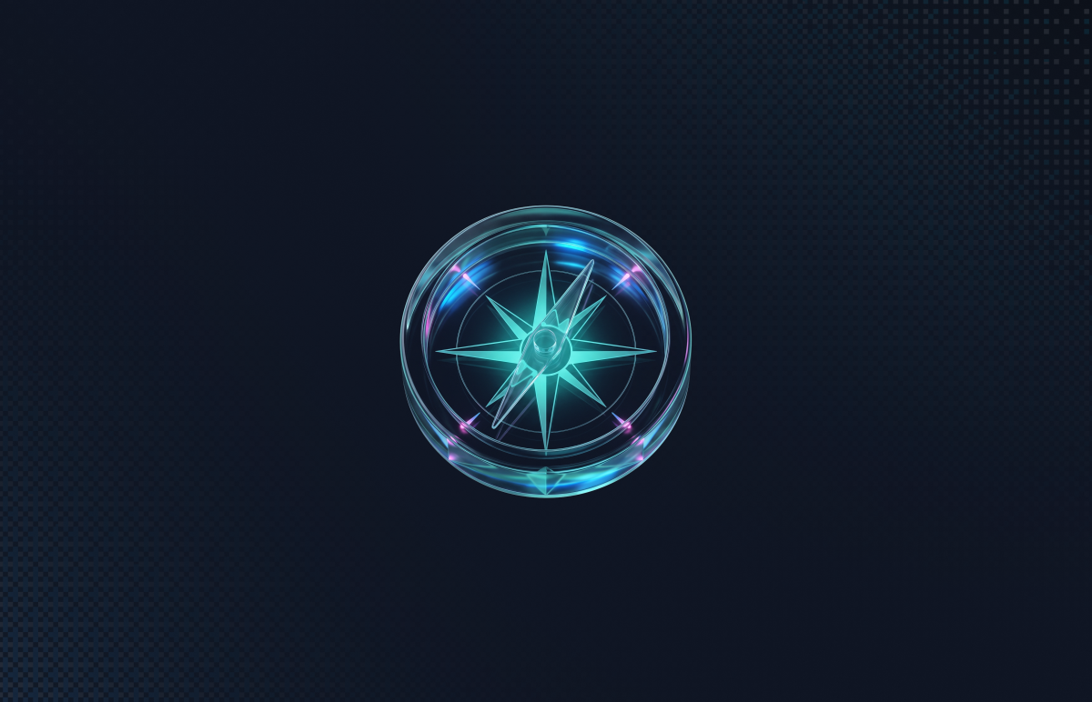 Glass compass illustrating AI-driven risk scoring for vulnerability management