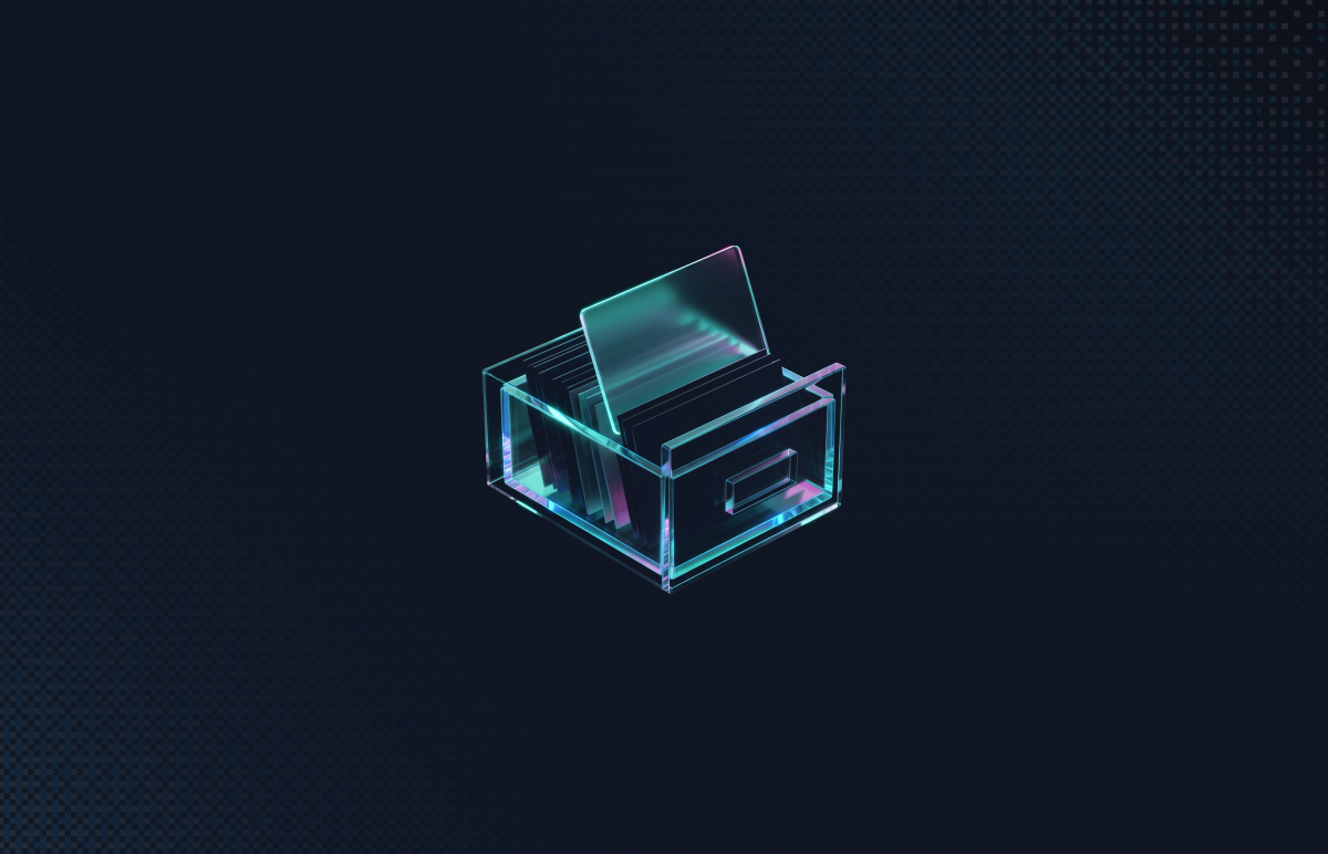 Glass card catalog drawer with one index card raised, representing the CISA KEV Catalog