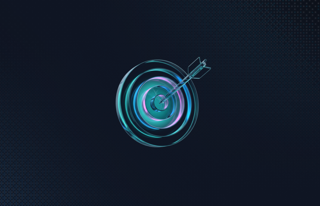 Glass target with an arrow in the bullseye