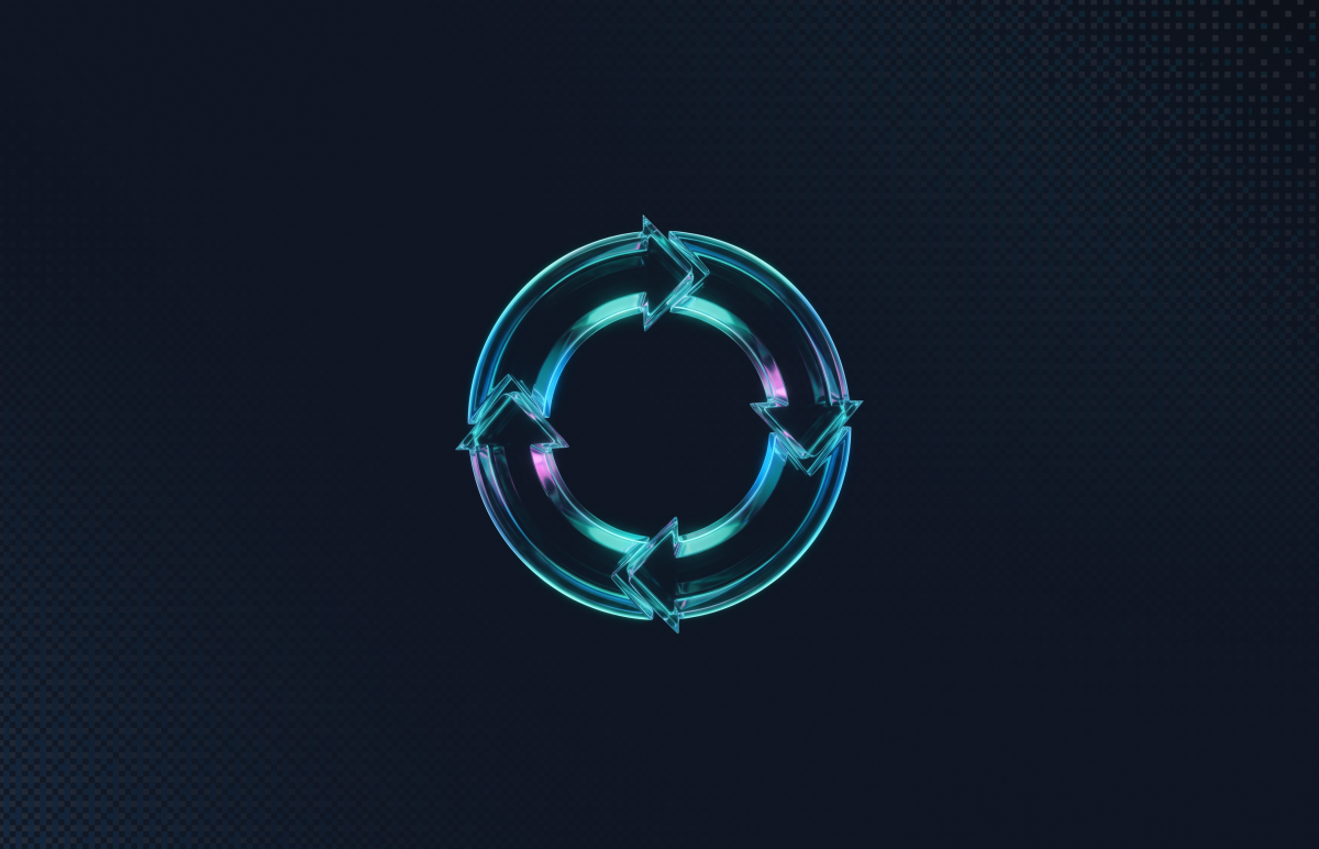 Glass circular arrow loop forming a continuous cycle