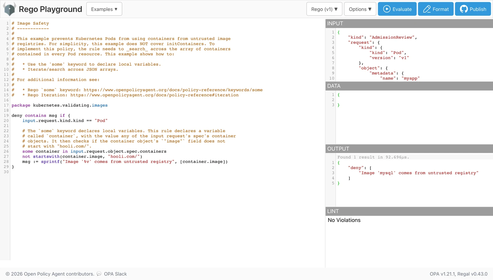 Open Policy Agent product screenshot