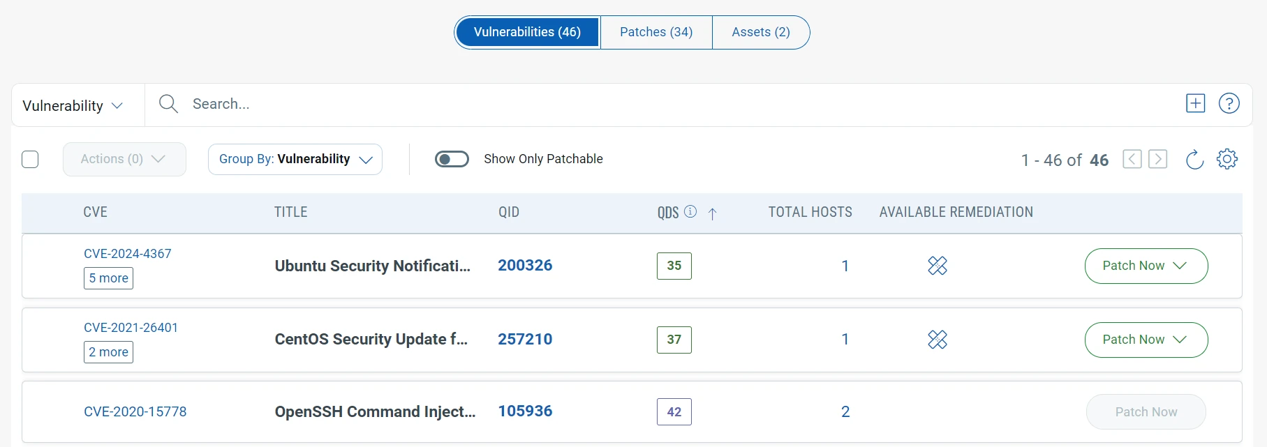 Qualys VMDR Prioritization screen with TruRisk mode, Qualys Detection Score, and TruRisk Score