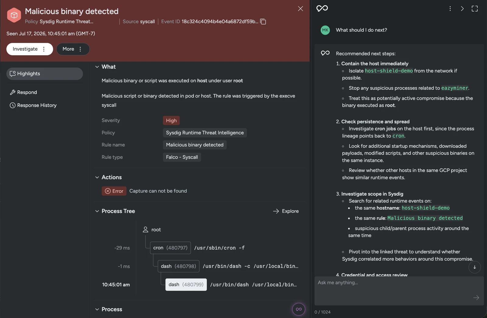 Sysdig product screenshot