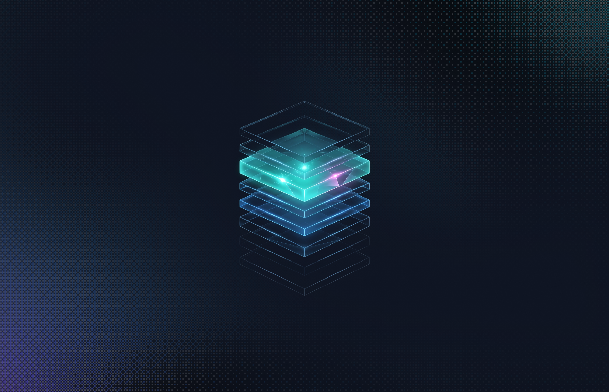 Stack of glass layers with one layer glowing, representing risk-based prioritization of vulnerabilities