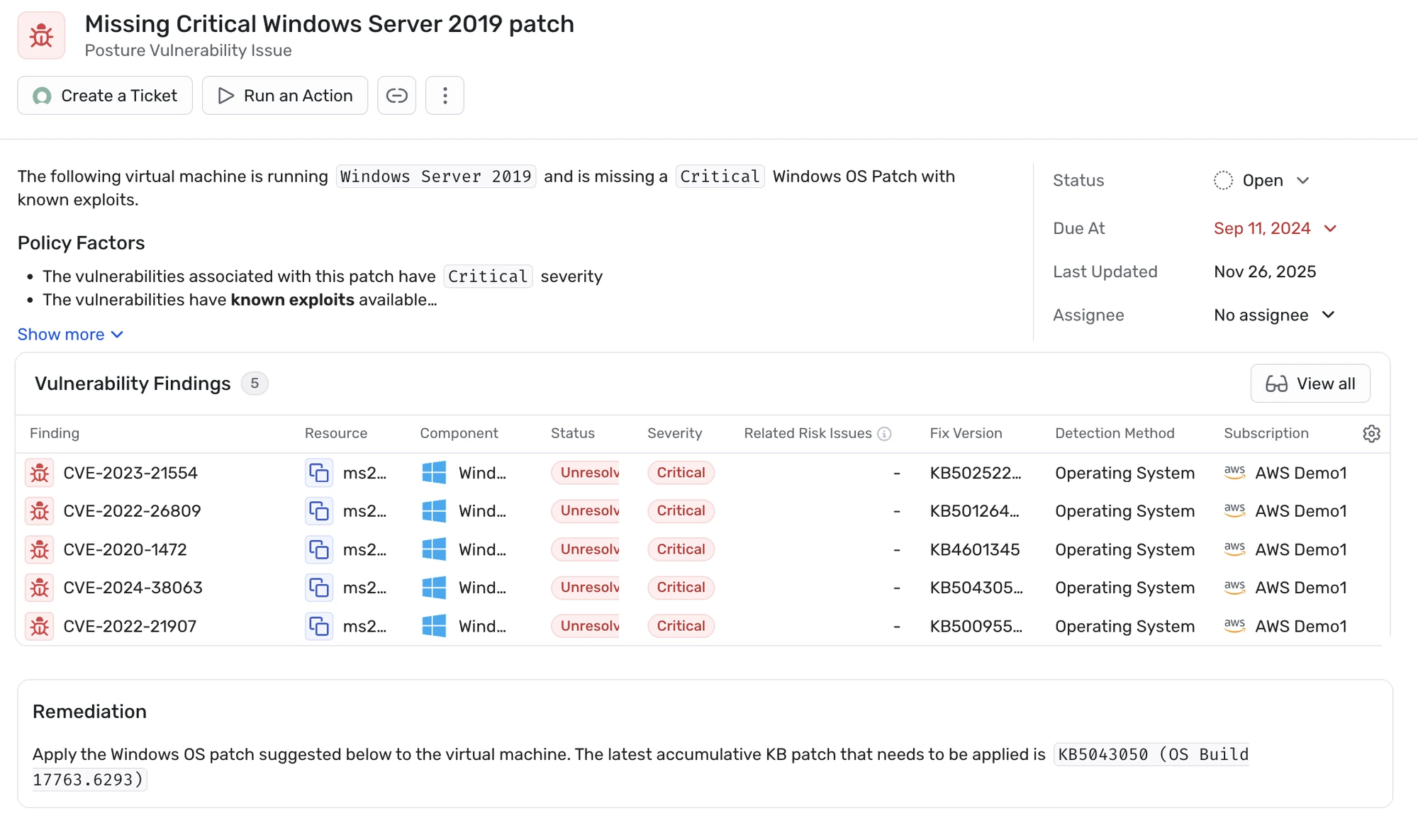 Wiz code repository issues dashboard screenshot